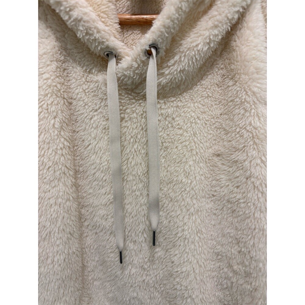 Tek Gear Hoodie Womens 2XL Ivory Sherpa Fleece Pullover Drawstring Pocket - Picture 3 of 9